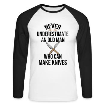 Knife maker dad gift cutler knife - Unisex Long Sleeve Baseball T-Shirt - white/black - Front - Nik (191cm)