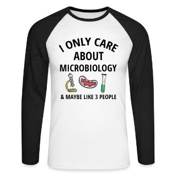 Microbiologie étudiant | Microbiologiste microbiologie - T-shirt baseball manches longues Homme - blanc/noir - Devant - Nik (191cm)