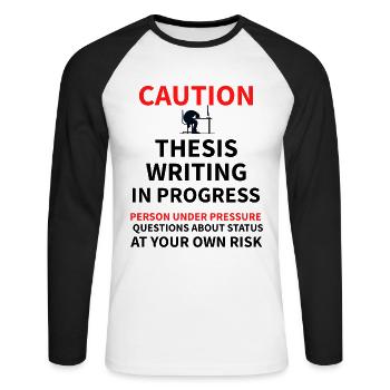 Thèse de doctorat | Doctorant - T-shirt baseball manches longues Homme - blanc/noir - Devant - Nik (191cm)
