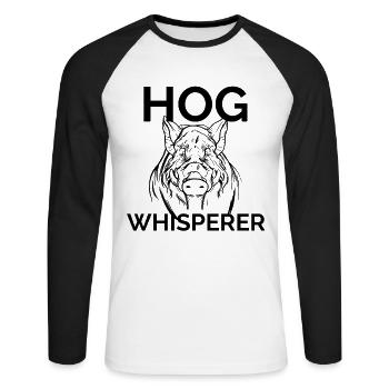 Hog Whisperer | Chasse au sanglier - T-shirt baseball manches longues Homme - blanc/noir - Devant - Nik (191cm)