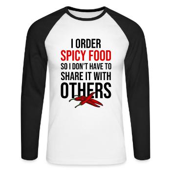 Chili Liebhaber Scharfes Essen Chilischote Pfeffer - Unisex Baseballshirt langarm - Weiß/Schwarz - Vorne - Nik (191cm)