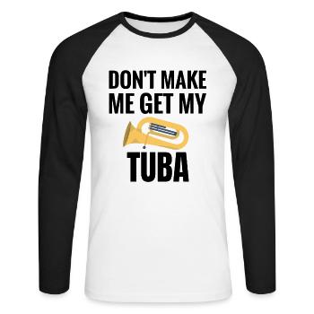 Tuba cadeau | Tuba fanfare Tubist - T-shirt baseball manches longues Homme - blanc/noir - Devant - Nik (191cm)