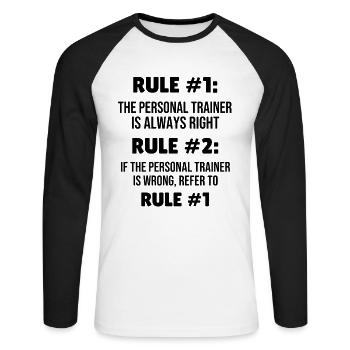 Personal Trainer Gift | Fitness Trainer Workout - Unisex Long Sleeve Baseball T-Shirt - white/black - Front - Nik (191cm)