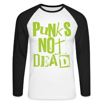 Punks Not Dead - Vintage Grunge - Punk Is Not Dead - Unisex Long Sleeve Baseball T-Shirt - white/black - Front - Nik (191cm)