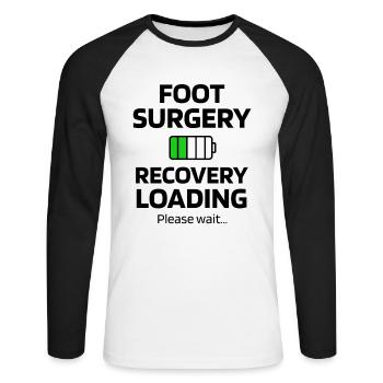 Pieds-op opération pied cassé chirurgicale cadeau de rétablissement - T-shirt baseball manches longues Homme - blanc/noir - Devant - Nik (191cm)