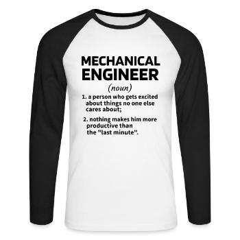 Mechanical Engineer Gift Mechanical Engineering Student - Unisex Long Sleeve Baseball T-Shirt - white/black - Front - Nik (191cm)
