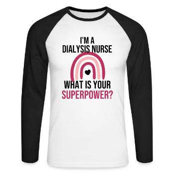 Dialysis Nurse Nephrology Dialysis Care - Unisex Long Sleeve Baseball T-Shirt - white/black - Front - Nik (191cm)