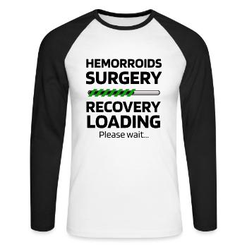 Hemorrhoid Surgery Surgery Recovery Gift - Unisex Long Sleeve Baseball T-Shirt - white/black - Front - Nik (191cm)