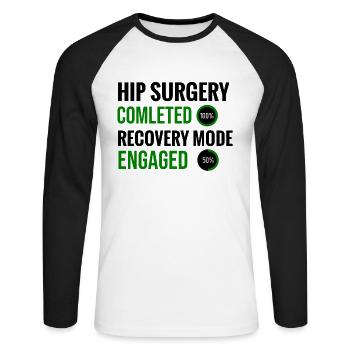 Chirurgie de la hanche Cadeau de rétablissement Hanches artificielles - T-shirt baseball manches longues Homme - blanc/noir - Devant - Nik (191cm)