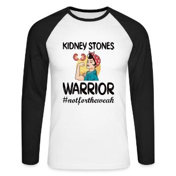 Kidney Stones Recovery Gift Kidney Stone Surgery - Unisex Long Sleeve Baseball T-Shirt - white/black - Front - Nik (191cm)