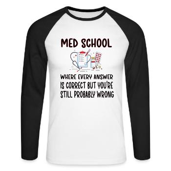 Étudiant en médecine Futur Docteur Études de Médecine - T-shirt baseball manches longues Homme - blanc/noir - Devant - Nik (191cm)