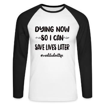 Étudiant en médecine Futur Docteur Études de Médecine - T-shirt baseball manches longues Homme - blanc/noir - Devant - Nik (191cm)
