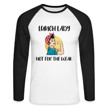 Lunch Lady Kitchen Help Canteen Woman School Cook - Unisex Long Sleeve Baseball T-Shirt - white/black - Front - Nik (191cm)