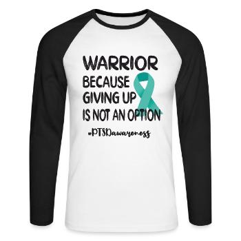 PTSD fighters | Post-traumatic stress disorder - Unisex Long Sleeve Baseball T-Shirt - white/black - Front - Nik (191cm)
