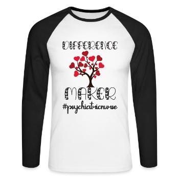Psychiatrische Krankenschwester Psychiatrie Pflege - Unisex Baseballshirt langarm - Weiß/Schwarz - Vorne - Nik (191cm)