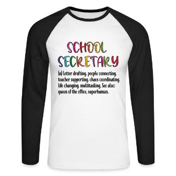 Secrétaire scolaire Secrétariat - T-shirt baseball manches longues Homme - blanc/noir - Devant - Nik (191cm)