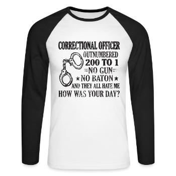Prison Officer Prison Guard Judicial Guard - Unisex Long Sleeve Baseball T-Shirt - white/black - Front - Nik (191cm)