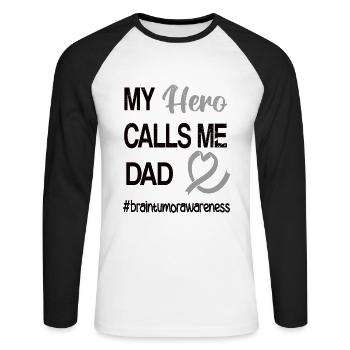 Brain tumor fighter dad brain tumor survivor - Unisex Long Sleeve Baseball T-Shirt - white/black - Front - Nik (191cm)