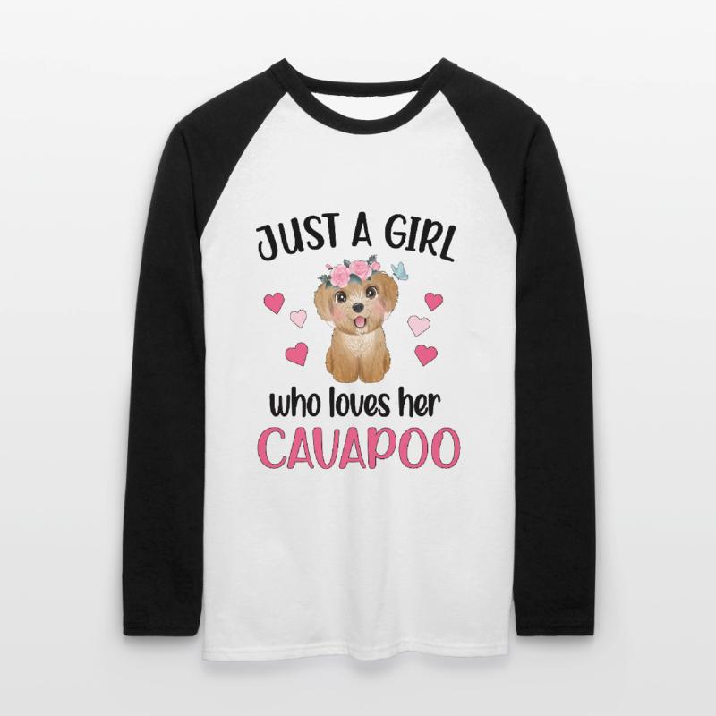 Cavapoo fille Cavoodle Dame de chien Cavapoo Mignon T-shirt baseball manches longues Homme