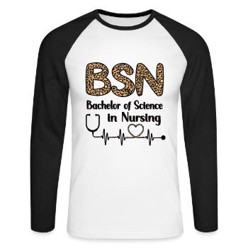 Bachelor Of Nursing Krankenschwester Abschluss - Unisex Baseballshirt langarm - Weiß/Schwarz - Vorne - Nik (191cm)