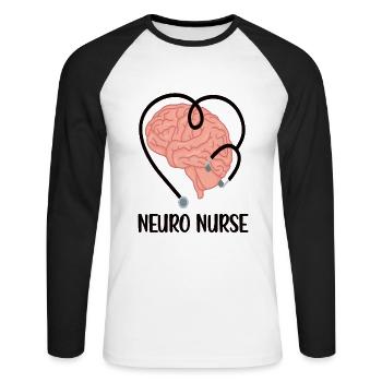 Neurology nurse neuro-nurse - Unisex Long Sleeve Baseball T-Shirt - white/black - Front - Nik (191cm)