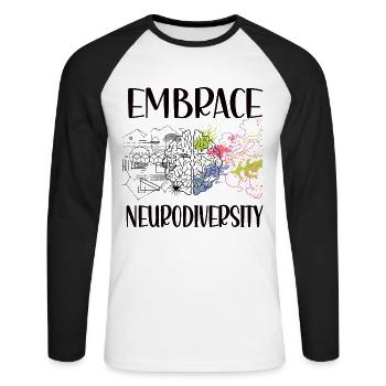 Neurodiversity Autism ADHD Neurodiversity ASD - Unisex Long Sleeve Baseball T-Shirt - white/black - Front - Nik (191cm)