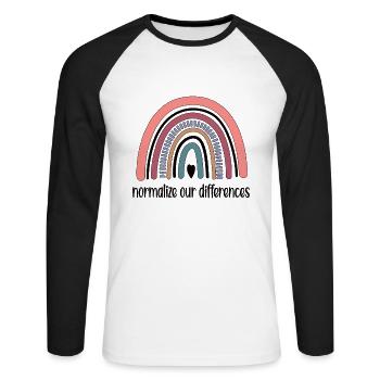 Neurodiversity Autism ADHD Neurodiversity ASD - Unisex Long Sleeve Baseball T-Shirt - white/black - Front - Nik (191cm)