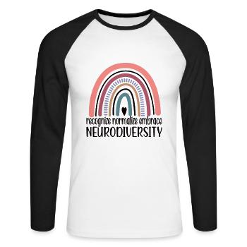 Neurodiversity Autism ADHD Neurodiversity ASD - Unisex Long Sleeve Baseball T-Shirt - white/black - Front - Nik (191cm)
