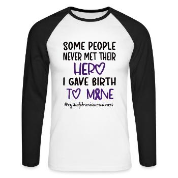 Cystic Fibrosis Fighter Mama Cystic Fibrosis Purple - Unisex Long Sleeve Baseball T-Shirt - white/black - Front - Nik (191cm)