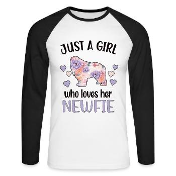 Terre-Neuve fille Terre-Neuve chien-maman - T-shirt baseball manches longues Homme - blanc/noir - Devant - Nik (191cm)