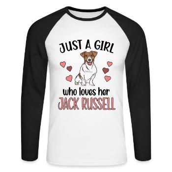 Jack Russell Terrier fille Jack Russell Maman - T-shirt baseball manches longues Homme - blanc/noir - Devant - Nik (191cm)
