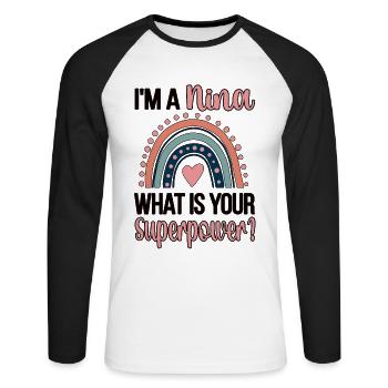 Nina Grandma Mother's Day Gift Nina Grandmother Sweet - Unisex Long Sleeve Baseball T-Shirt - white/black - Front - Nik (191cm)