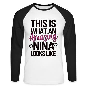 Best Nina Grandma Mother's Day Gift Nina Grandmother - Unisex Long Sleeve Baseball T-Shirt - white/black - Front - Nik (191cm)