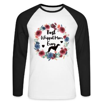 Whippet Mama Whippet Propriétaire du chien Whippet Mom - T-shirt baseball manches longues Homme - blanc/noir - Devant - Nik (191cm)