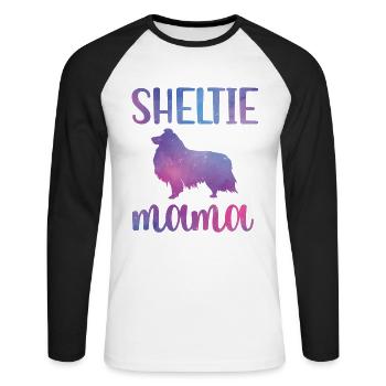 Sheltie Mama Shetland Shetland Sheepdog propriétaire de chien - T-shirt baseball manches longues Homme - blanc/noir - Devant - Nik (191cm)