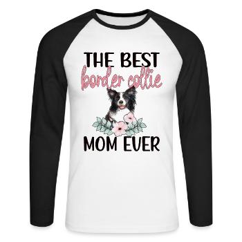 Border Collie Mama Border Collie propriétaire de chien - T-shirt baseball manches longues Homme - blanc/noir - Devant - Nik (191cm)