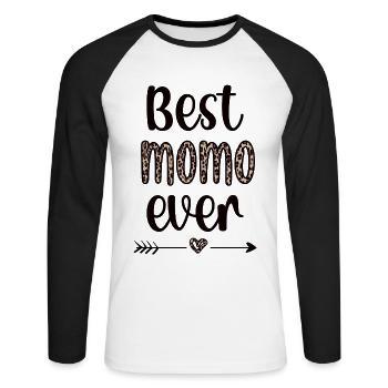 Meilleur cadeau de fête des mères Momo grand-mère Momo grand-mère - T-shirt baseball manches longues Homme - blanc/noir - Devant - Nik (191cm)