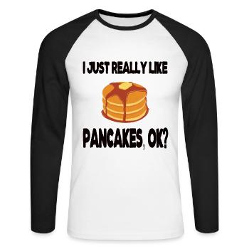 Pancake Lovers Pancake Pancakes - Unisex Long Sleeve Baseball T-Shirt - white/black - Front - Nik (191cm)