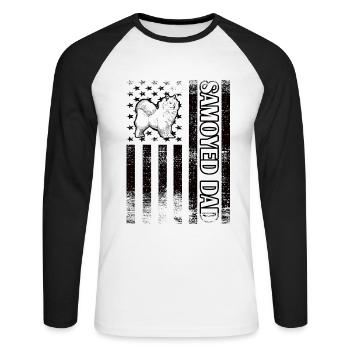 Samojede Papa Samojede Besitzer Samojede Liebhaber - Unisex Baseballshirt langarm - Weiß/Schwarz - Vorne - Nik (191cm)