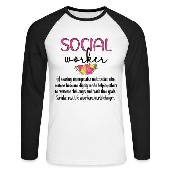 Social Workers Social Work Streetworker Team - Unisex Long Sleeve Baseball T-Shirt - white/black - Front - Nik (191cm)