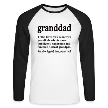 grand-père grand-père drôle fête des pères grand-père grand-père - T-shirt baseball manches longues Homme - blanc/noir - Devant - Nik (191cm)