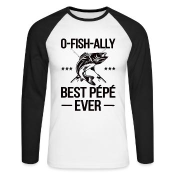 Pepe Opa Fischer Angler Fischen Pepe Großvater - Unisex Baseballshirt langarm - Weiß/Schwarz - Vorne - Nik (191cm)
