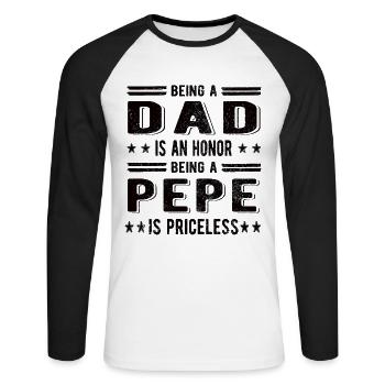 Bester Pepe Opa Vatertag Pepe Großvater Papa - Unisex Baseballshirt langarm - Weiß/Schwarz - Vorne - Nik (191cm)