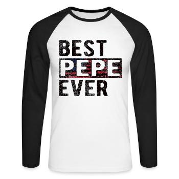 Bester Pepe Opa Vatertag Pepe Großvater Papa - Unisex Baseballshirt langarm - Weiß/Schwarz - Vorne - Nik (191cm)