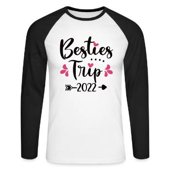 Besties Trip 2022 BFF Best Friends Holiday - Unisex Long Sleeve Baseball T-Shirt - white/black - Front - Nik (191cm)