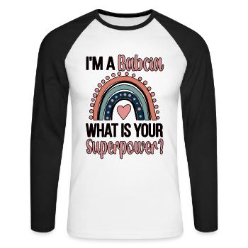 Babcia Grandma Mother's Day Gift Babcia Grandmother - Unisex Long Sleeve Baseball T-Shirt - white/black - Front - Nik (191cm)
