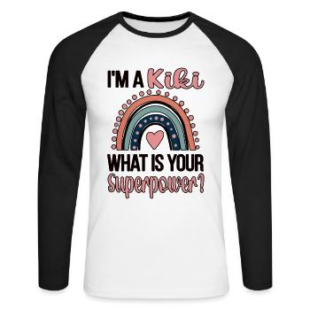 Kiki Grand-mère Cadeau de fête des mères Kiki Grand-mère Sweet - T-shirt baseball manches longues Homme - blanc/noir - Devant - Nik (191cm)