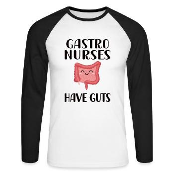 Infirmière Gastroentérologie Endoscopie - T-shirt baseball manches longues Homme - blanc/noir - Devant - Nik (191cm)