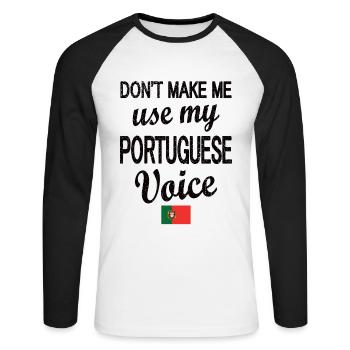 Portuguese Portugal Flag Portuguese roots - Unisex Long Sleeve Baseball T-Shirt - white/black - Front - Nik (191cm)