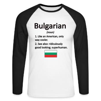 Bulgare Bulgarien Flagge Bulgarische Wurzeln - Unisex Baseballshirt langarm - Weiß/Schwarz - Vorne - Nik (191cm)